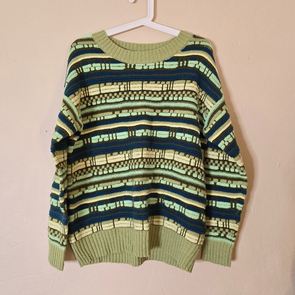 Wild Fable chunky knit sweater shades of green size Medium cotton blend